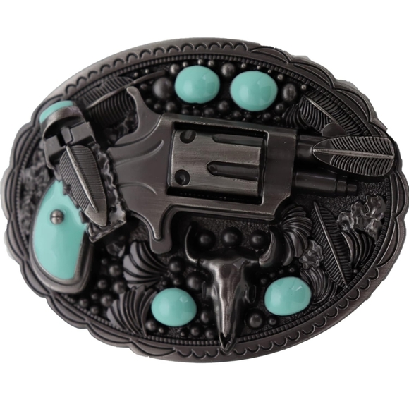 COPY - New fake revolver belt buckle approximately 3.75" - Picture 6 of 6